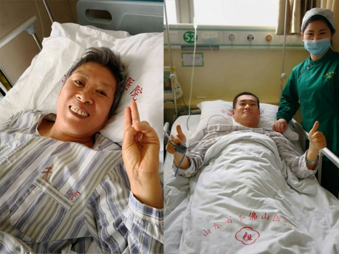 32歲的腎衰竭患者翟軍（左圖），成功移植不同血型母親（右圖）的腎臟。（網圖）