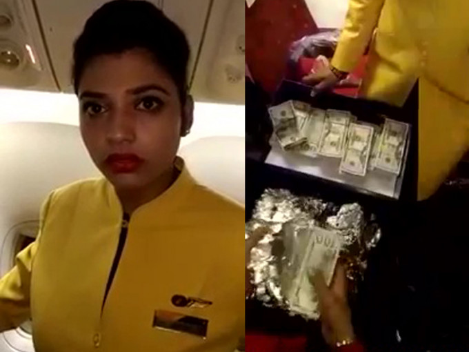 一名捷特航空空姐藏48萬美金現鈔在行李箱，欲走私至香港被捕。（網圖）