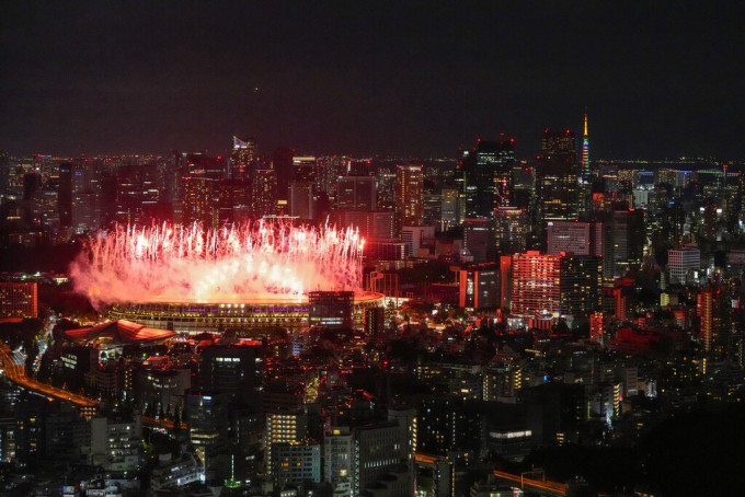 東京奧運開幕禮在新國立競技場舉行。AP圖片