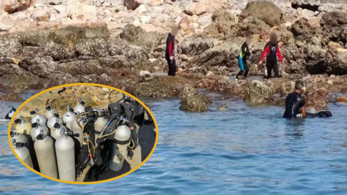 早前有人在大鵬灣附近無人島違規進行潛水活動。