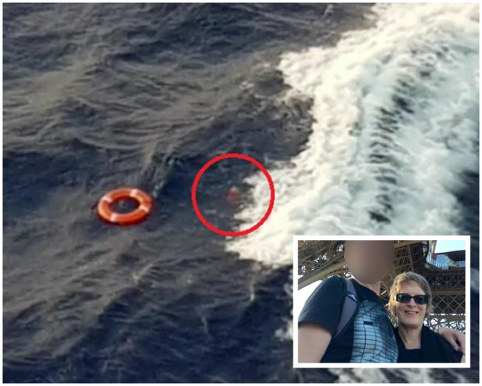船员把救生圈抛入海中，但已不见女事主踪影。网图