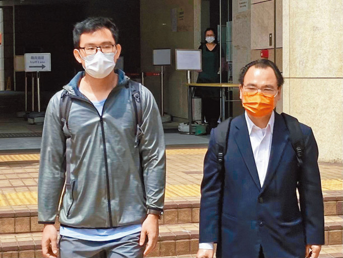 施德來（左）前夜確診新冠肺炎，而事務律師廖成利同告確診。