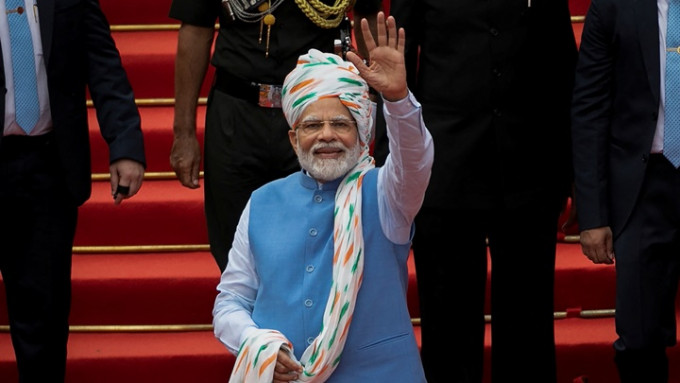 莫迪在独立日演说，矢言印度将于25年内成为发达国家。路透社图片