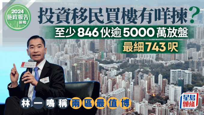 施政报告2024︱投资移民买楼有咩拣？至少846伙逾5000万放盘 最细743尺 林一鸣称两区最值博