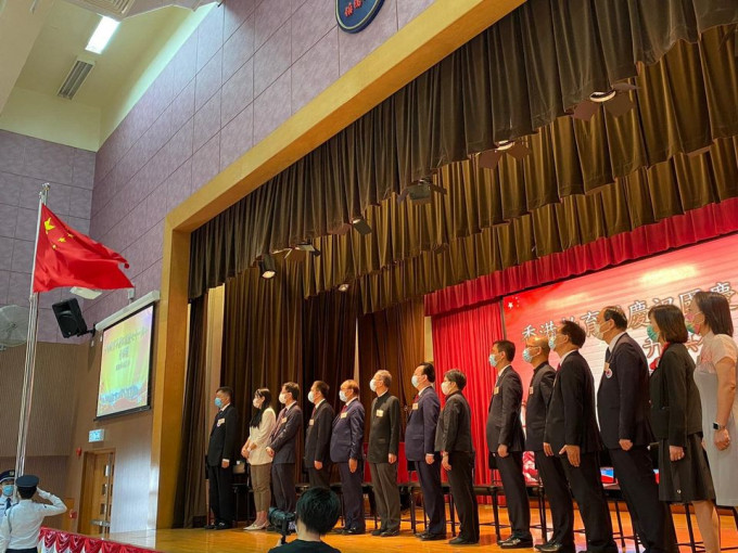 杨润雄出席「香港教育界庆祝国庆七十一周年升旗礼」。facebook图片
