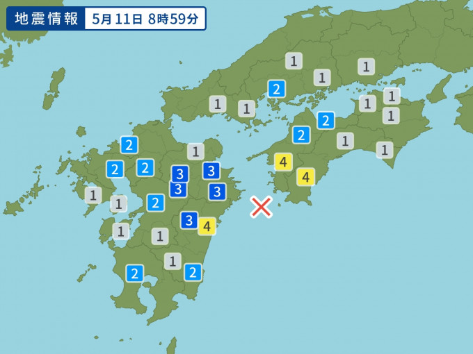 日本再發生4.9級地震。網上圖片