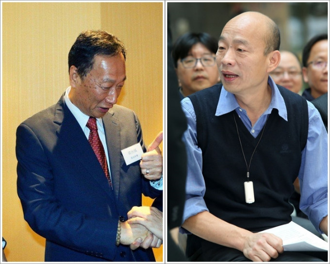 鴻海集團董事長郭台銘(左)；高雄市長韓國瑜(右)。 資料圖片