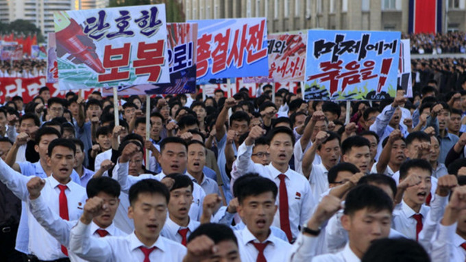 2017年，北韩曾发动大规模的群众反美示威。资料图片