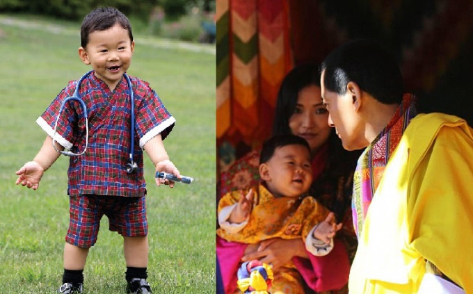不丹小王子近日化身迷你版醫生，十分可愛。