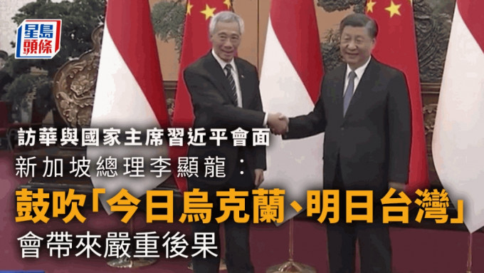 国家主席习近平在人民大会堂会见新加坡总理李显龙。 央视截图