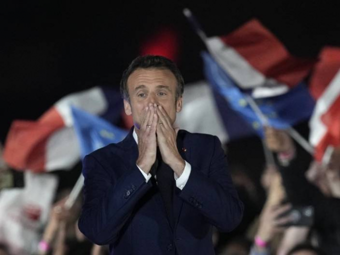 法國總統馬克龍今年4月成功連任。AP圖片。