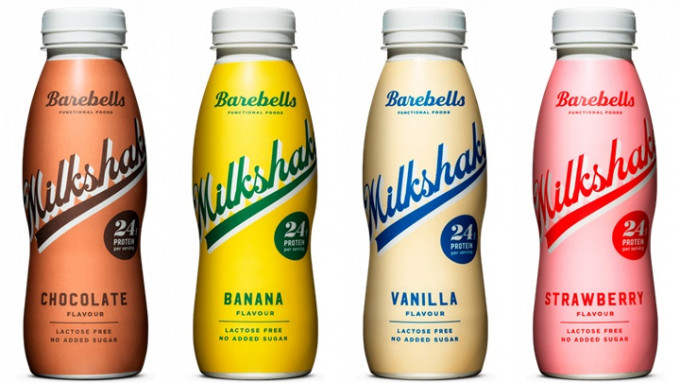 4款奶类饮品未经批准进口本港，被食安中心指令停售回收。BAREBELLS网站图片