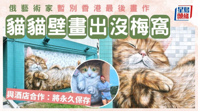 貓貓壁畫出沒梅窩！俄藝術家暫別香港最後畫作 與酒店合作：將永久保存