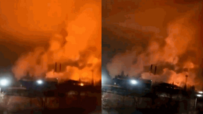 俄罗斯钢铁大厂NLMK疑遭无人机击中发生大火。 X