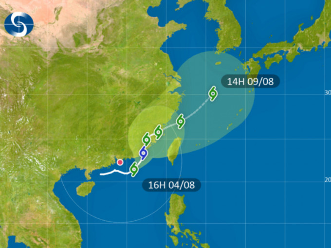 热带气旋卢碧预测路径。天文台图片