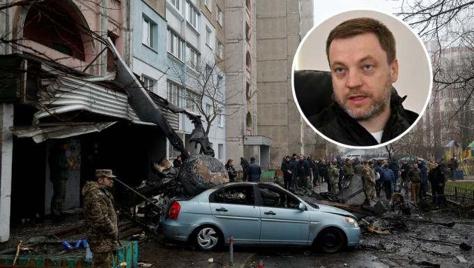 烏克蘭直升機基輔市郊墜毀，釀17死包括內務部長。網圖