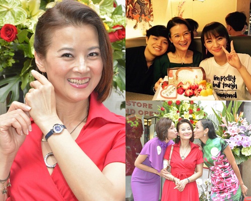 黎燕珊已跟子女庆祝生日，带女儿送的手表出席活动的她，在场获蒋怡等吻贺。