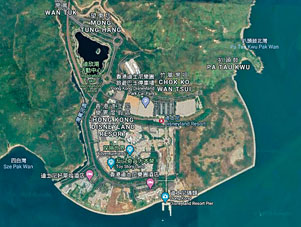 港府在竹篙灣迪士尼停車場附近一幅四公頃政府土地（紅框示）興建檢疫設施。