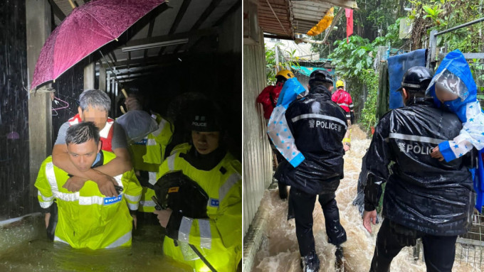 世紀暴雨｜警隊聯同各部門救急扶危 徹夜冒雨涉水援助被困村民