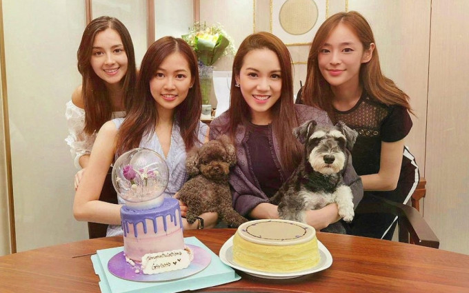 謝嘉怡、郭柏妍和鄺美璇到陳楨怡家慶功，兩愛犬獲眾美女歡心。