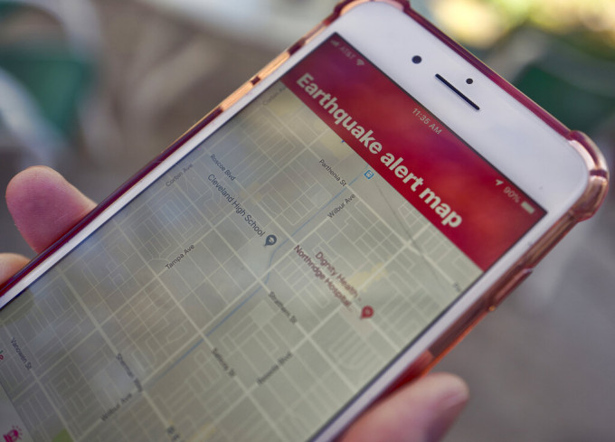 加州推地震預警App，提前10到20秒收到警報。AP