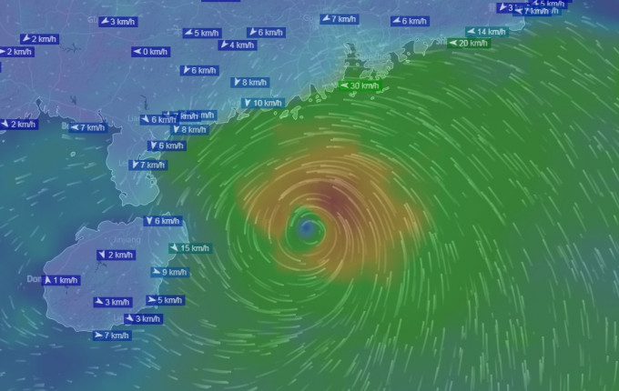 歐洲中期天氣預報（ECMWF）預測熱帶氣旋趨向廣東西部至雷州半島一帶。網上圖片