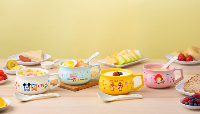 7-Eleven推出4款迪士尼限量版陶瓷碗連匙羹套裝。