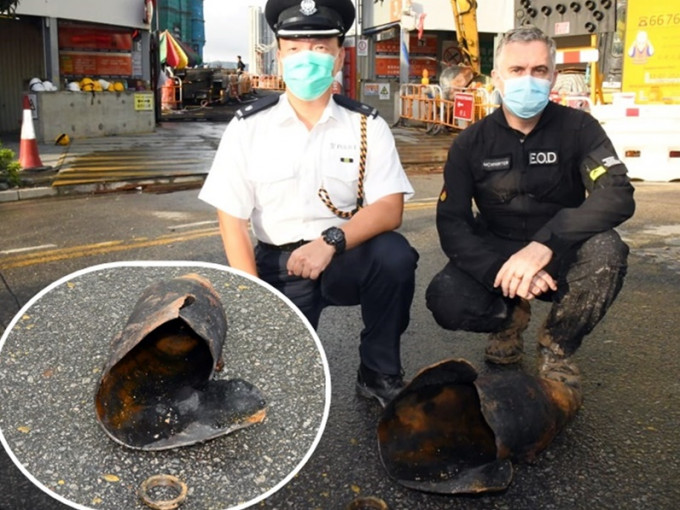 警方指炸彈嚴重損毀，處於危險及不穩定狀態，不能從地盤安全地移走拆除。