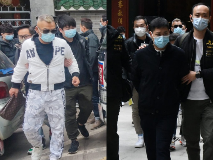 據了解，被捕者包括社團前坐館「沙田Me」（左）及「子騰」（右）。