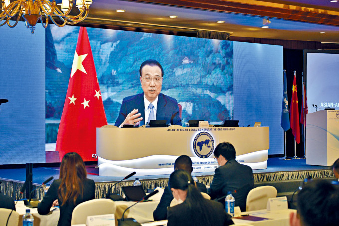 國務院總理李克強，在北京以視像方式於開幕禮致辭。