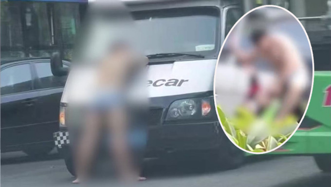 廣州半裸男攔押款車打保安。