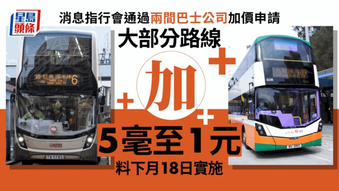 有消息指，行会今日（30日）通过两间巴士的加价申请。