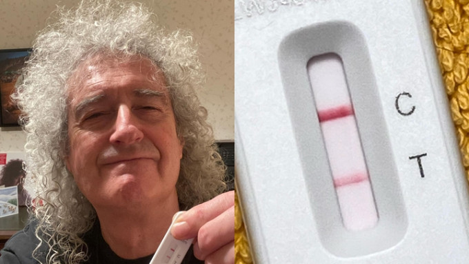 英國傳奇樂隊Queen結他手Brian May貼出檢測棒，自爆中招。