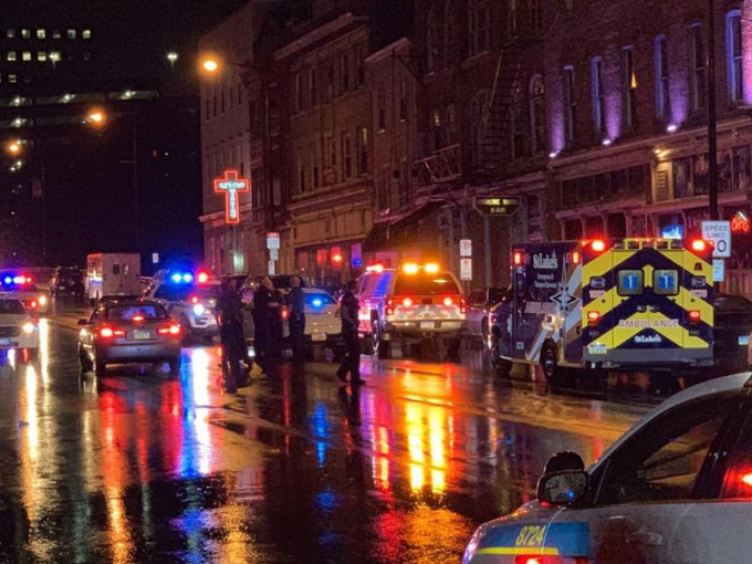 美国宾夕法尼亚州阿伦敦市一间夜店外发生枪击案，至少10人受伤。（网图）
