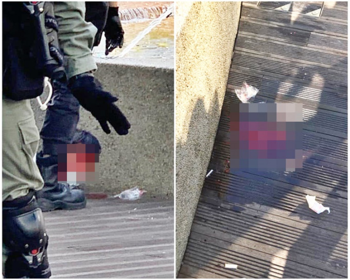 有網民在尖東噴水池附近見到一名血流被面的男子。fb華爾街狠人圖片