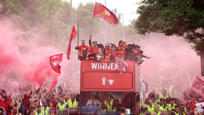 利物浦舉行勝利巡遊。Reuters