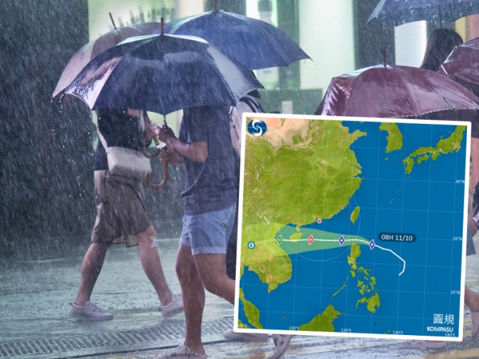 天文台表示，熱帶氣旋「圓規」會在今日橫過呂宋海峽，晚間進入香港800公里範圍內，屆時將發出熱帶氣旋警告信號。資料圖片/天文台網頁截圖