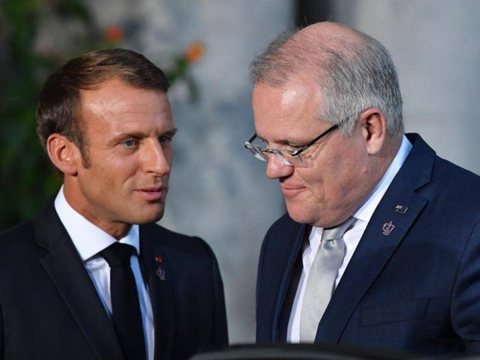 法国总统马克龙及澳洲总理莫里森近日的骂战升级。资料图片