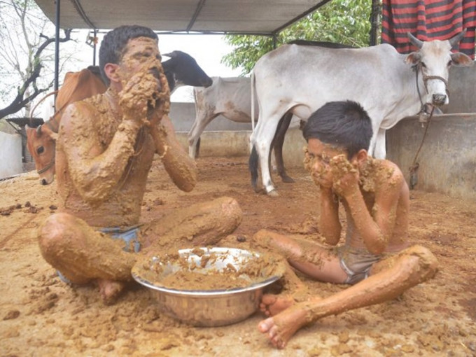 印度有民眾用牛糞防疫。示意圖（網圖）