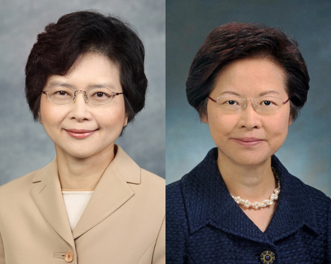 候任行政长官办公室秘书长丁叶燕薇(左)与林郑月娥(右)十分相似。