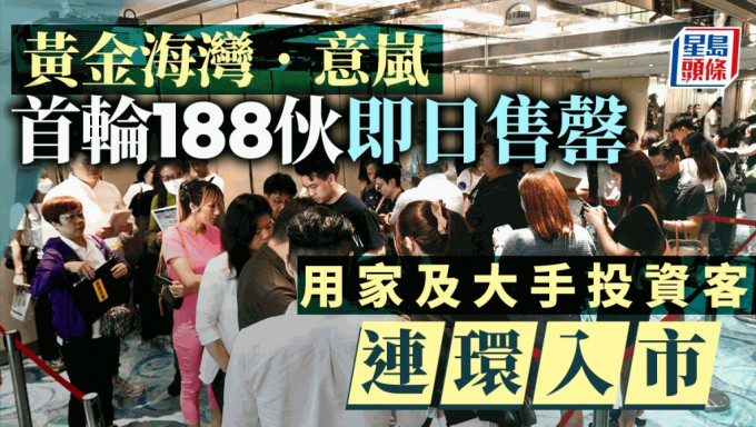 黃金海灣．意嵐首輪188伙即日售罄 ，用家及大手投資客連環入市。