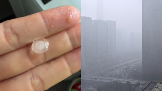 有市民分享深圳今日下雨及冰雹的情況。(微博)