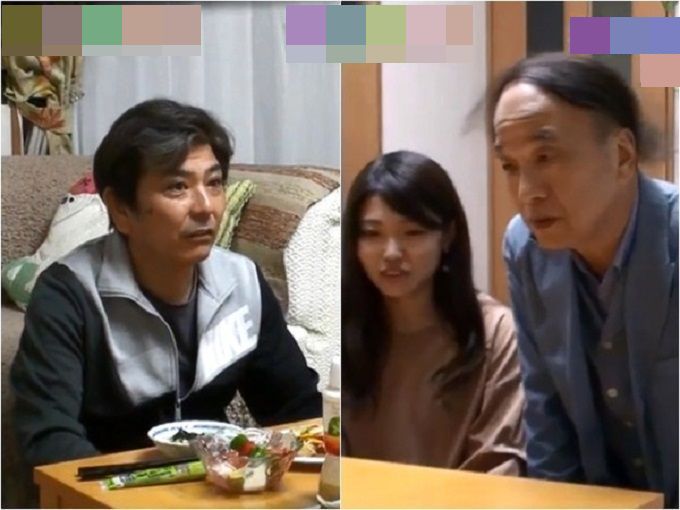 日本一名22歲女子帶著70歲的男友回家，其爸爸落淚說出真心話反對她們結婚的，感動上萬網民。網圖