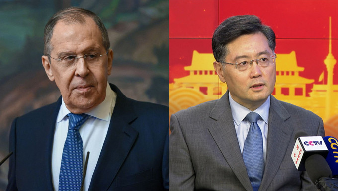 中国外长秦刚与俄罗斯外长拉夫罗夫通电话。