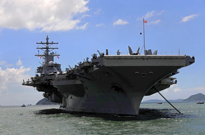 美国海军派出列根号在南海军演。AP资料图片