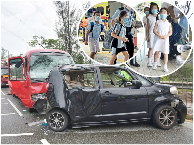 意外中的傷者包括多名學生（小圖）。