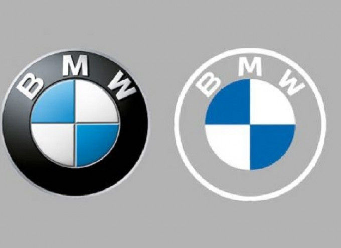 宝马车产更新的Logo（右）与旧款（左）Logo外型无差。BMW官网
