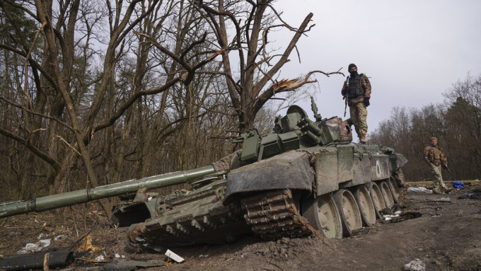 烏克蘭統計，762架俄軍坦克被摧毀。美聯社圖片