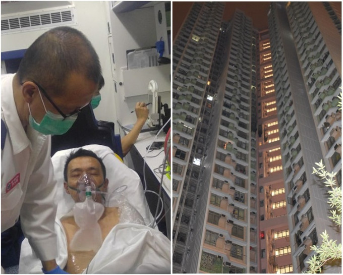 背部烧伤的男事主由救护车送院救治。