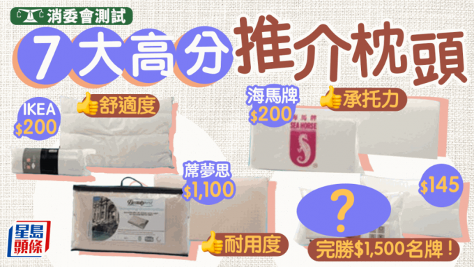 消委會枕頭｜IKEA/蓆夢思/海馬牌同獲高分 $145纖維枕完勝$1,558貴價貨！